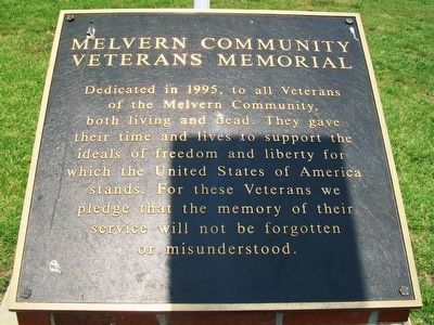 Melvern Community Veterans Memorial Marker. Click for full size. Melvern Community Veterans Memorial Marker image. Click for full size.