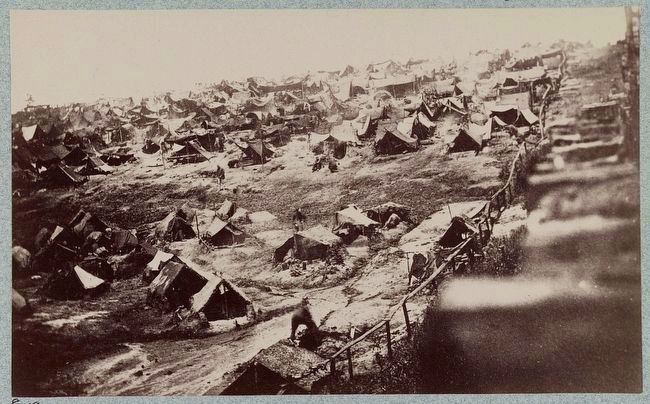 Andersonville Prison, Ga., August 17, 1864. Southwest view of stockade showing the dead-line image. Click for full size.