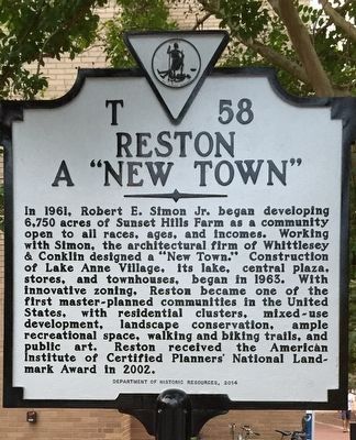 Reston - "A New Town" Marker. Click for full size. Reston - "A New Town" Marker image. Click for full size.