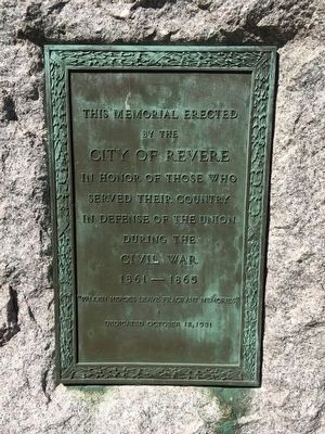 City of Revere Civil War Memorial. Click for full size. City of Revere Civil War Memorial image. Click for full size.