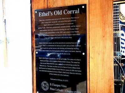 Ethel's Old Corral Marker. Click for full size. Ethel's Old Corral Marker image. Click for full size.