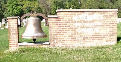 Bell and marquis for the former church that stood at this site. Click for full size. Bell and marquis for the former church that stood at this site image. Click for full size.
