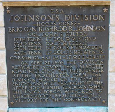 Gen. Bushrod R. Johnson Front Plaque image. Click for full size.
