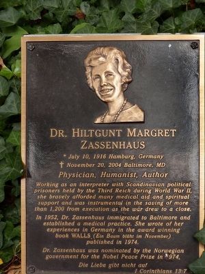 Dr. Hiltgunt Margret Zassenhaus Marker image. Click for full size.