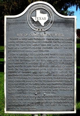 Site of Carry Nation's Hotel Marker. Click for full size. Site of Carry Nation's Hotel Marker image. Click for full size.