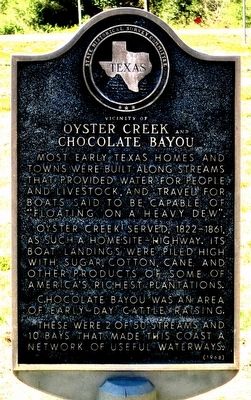Vicinity of Oyster Creek and Chocolate Bayou Marker image. Click for full size.