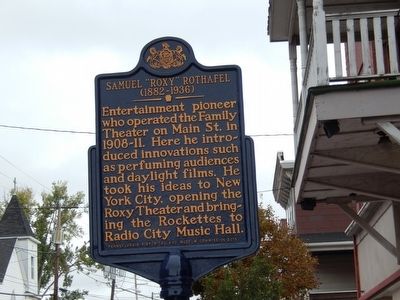 Samuel "Roxy" Rothafel Marker. Click for full size. Samuel "Roxy" Rothafel Marker image. Click for full size.