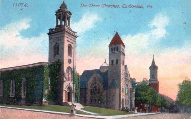 <i>The Three Churches, Carbondale, Pa.</i>. Click for full size. <i>The Three Churches, Carbondale, Pa.</i> image. Click for full size.