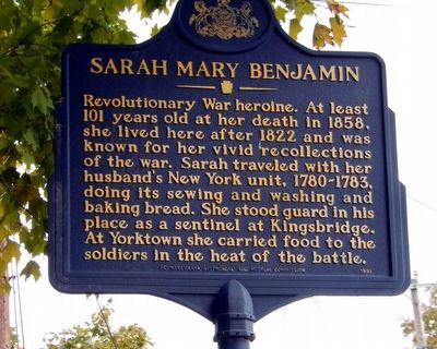 Sarah Mary Benjamin Marker. Click for full size. Sarah Mary Benjamin Marker image. Click for full size.