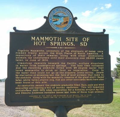 Mammoth Site of Hot Springs, SD Marker image. Click for full size.