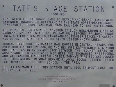 Tate's Stage Station Marker. Click for full size. Tate's Stage Station Marker image. Click for full size.
