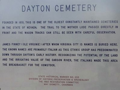 Dayton Cemetery Marker. Click for full size. Dayton Cemetery Marker image. Click for full size.