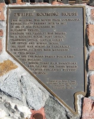 Zweifel Rooming House Marker. Click for full size. Zweifel Rooming House Marker image. Click for full size.