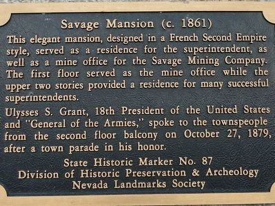 Savage Mansion (c. 1861) Marker. Click for full size. Savage Mansion (c. 1861) Marker image. Click for full size.