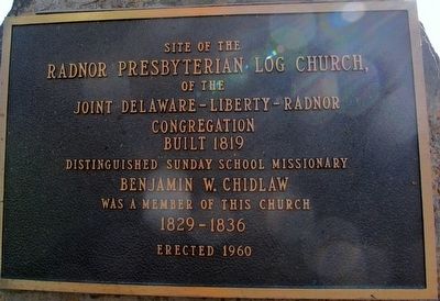 Radnor Presbyterian Log Church Marker. Click for full size. Radnor Presbyterian Log Church Marker image. Click for full size.