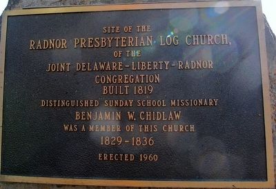 Radnor Presbyterian Log Church Marker image. Click for full size.