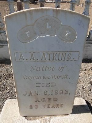 A. A. Atkins Headstone - Died 1893. Click for full size. A. A. Atkins Headstone - Died 1893 image. Click for full size.