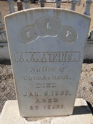 A. A. Atkins Headstone - Died 1893 image. Click for full size.