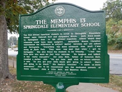 The Memphis 13 Springdale Elementary School Marker. Click for full size. The Memphis 13 Springdale Elementary School Marker image. Click for full size.