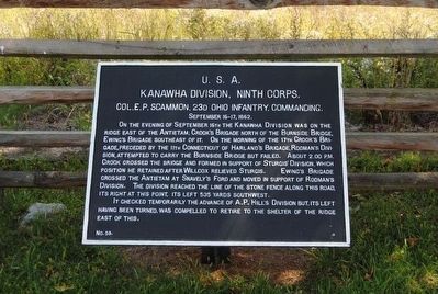 Kanawha Division, Ninth Corps Marker. Click for full size. Kanawha Division, Ninth Corps Marker image. Click for full size.