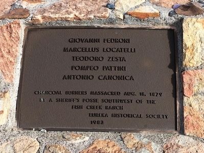 Charcoal Burners Massacred Aug. 18, 1879 Marker image. Click for full size.