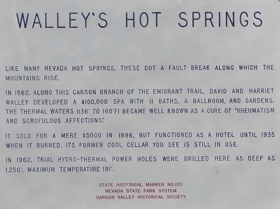 Walley's Hot Springs Marker. Click for full size. Walley's Hot Springs Marker image. Click for full size.