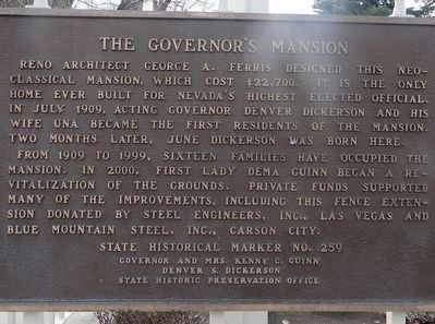 The Governor's Mansion Marker image. Click for full size.