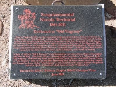 Dedicated to "Old Virginny" Marker. Click for full size. Dedicated to "Old Virginny" Marker image. Click for full size.