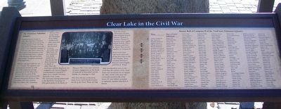 Clear Lake in the Civil War Marker. Click for full size. Clear Lake in the Civil War Marker image. Click for full size.