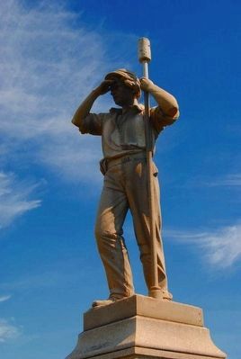 Durell’s Independent Battery "D" Monument<br>Statue of Artilleryman. Click for full size. Durell’s Independent Battery "D" Monument<br>Statue of Artilleryman image. Click for full size.