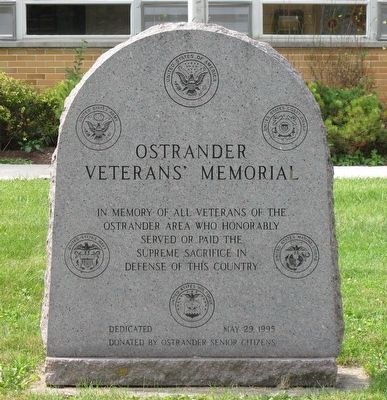 Ostrander Veterans Memorial Marker image. Click for full size.