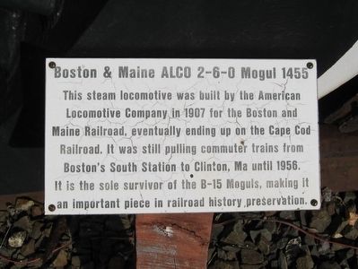 Boston & Maine ALCO 2-6-0 Mogul 1455 Marker image. Click for full size.
