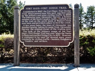 Fort Hays-Fort Dodge Trail Marker. Click for full size. Fort Hays-Fort Dodge Trail Marker image. Click for full size.