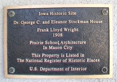 Dr. George C. and Eleanor Stockman House NRHP Marker. Click for full size. Dr. George C. and Eleanor Stockman House NRHP Marker image. Click for full size.