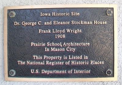 Dr. George C. and Eleanor Stockman House NRHP Marker image. Click for full size.