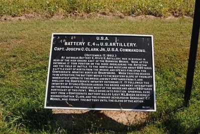 Battery E, 4th U.S. Artillery Marker. Click for full size. Battery E, 4th U.S. Artillery Marker image. Click for full size.