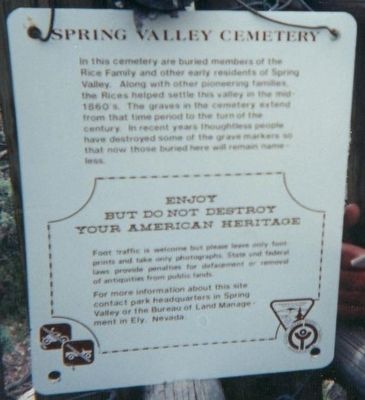 Spring Valley Cemetery Marker image. Click for full size.