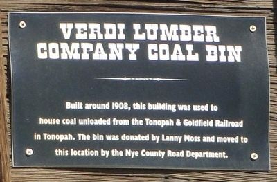 Verdi Lumber Company Coal Bin Marker image. Click for full size.