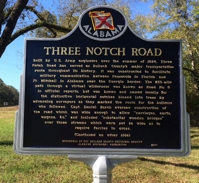 Three Notch Road Marker (Side 1) image. Click for full size.