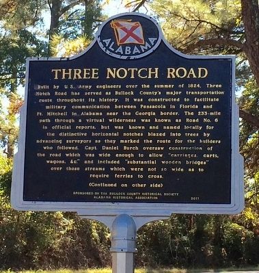 Three Notch Road Marker (Side 1) image. Click for full size.