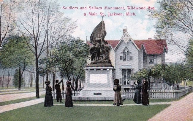 <i>Soldiers and Sailors Monument, Wildwood Ave. and Main St., Jackson, Mich.</i> image. Click for full size.