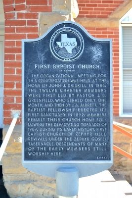 First Baptist Church of Zephyr Marker image. Click for full size.