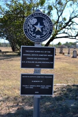 Zephyr Cemetery<br>Historic Texas Cemetery Medallion image. Click for full size.