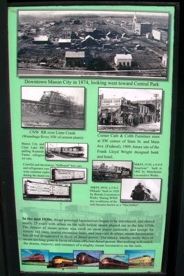 Railroad Development in Mason City Marker Right Panel Detail. Click for full size. Railroad Development in Mason City Marker Right Panel Detail image. Click for full size.