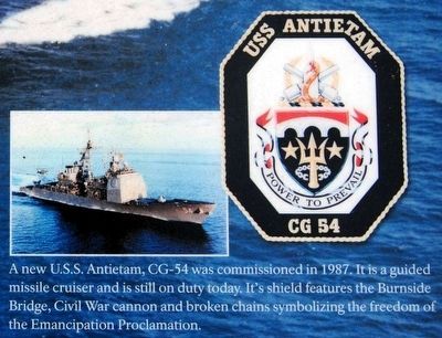 Battlefield Namesake Marker<br>USS Antietam and Patch. Click for full size. Battlefield Namesake Marker<br>USS Antietam and Patch image. Click for full size.