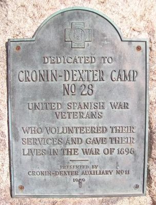 Cronin-Dexter Camp No. 28 United Spanish War Veterans Marker. Click for full size. Cronin-Dexter Camp No. 28 United Spanish War Veterans Marker image. Click for full size.