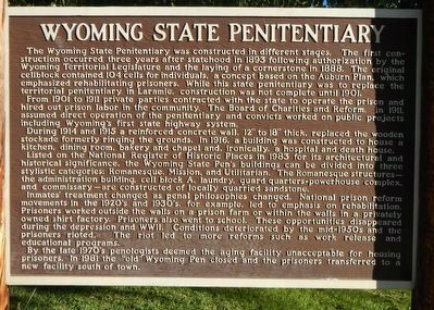 Wyoming State Penitentiary Marker. Click for full size. Wyoming State Penitentiary Marker image. Click for full size.