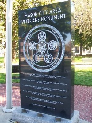 Mason City Area Veterans Monument Marker. Click for full size. Mason City Area Veterans Monument Marker image. Click for full size.