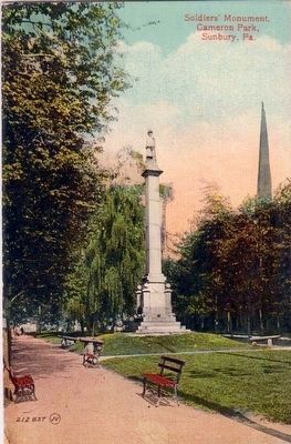 <i>Soldiers Memorial, Cameron Park, Sunbury, Pa.</i> image. Click for full size.
