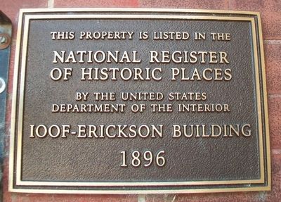 IOOF - Erickson Building NRHP Marker image. Click for full size.
